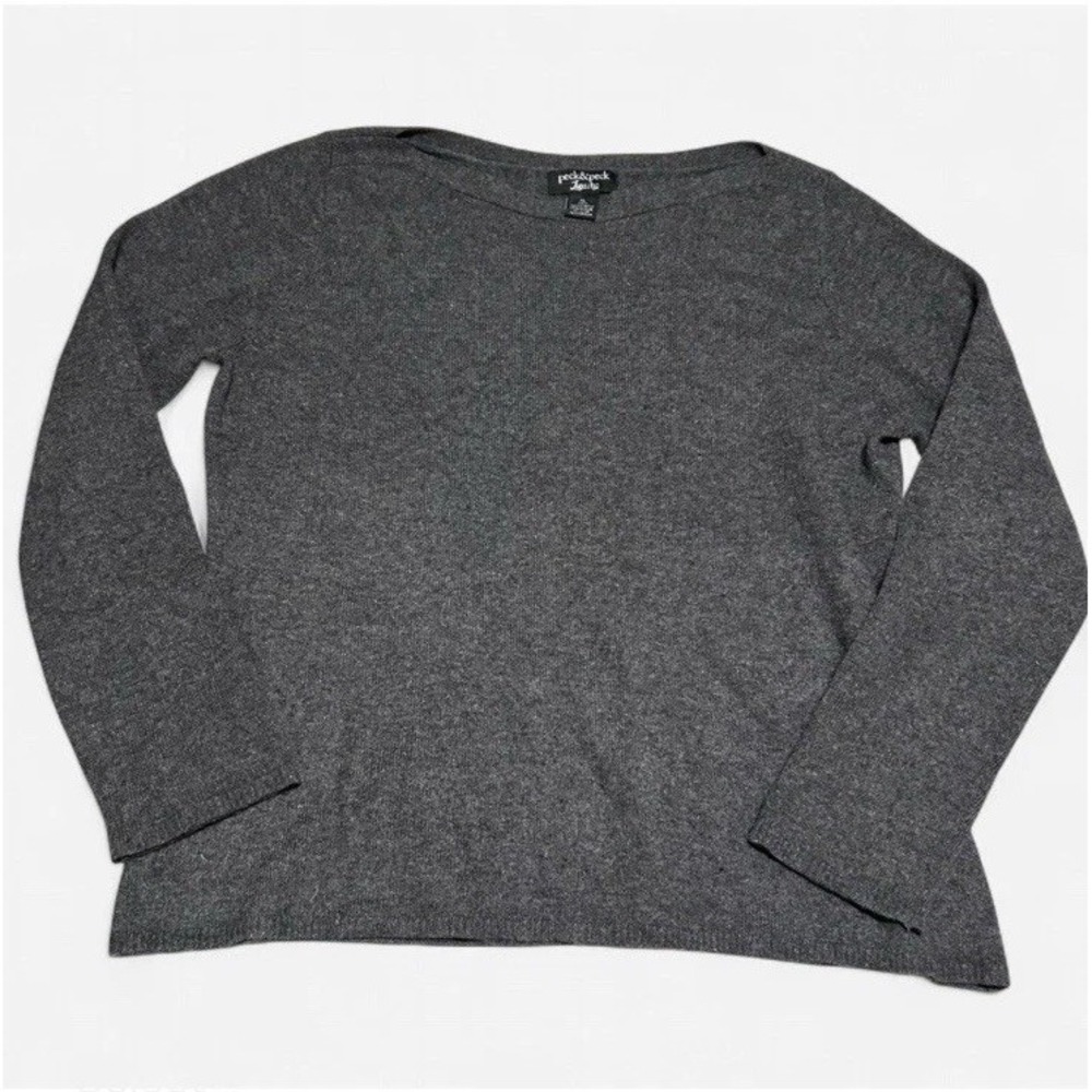 Peck & Peck Women's 100% Cashmere Gray Long Sleeve Sweater XL